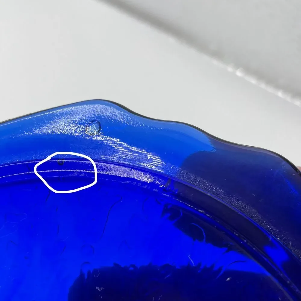 Vintage Cobalt‎ Blue Princess Pattern Depression Glass Candy Dish LID READ
